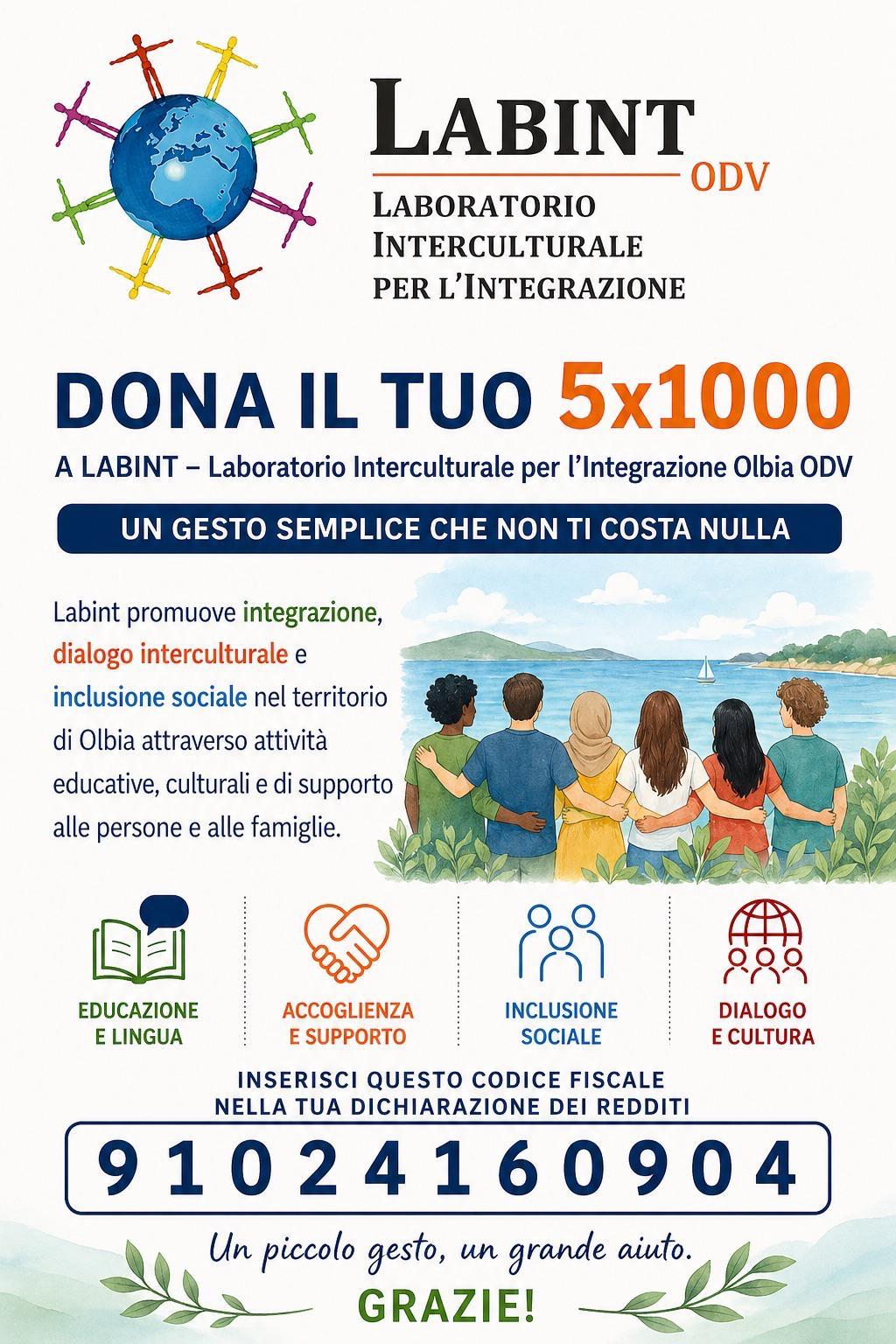 Volantino 5x1000 di LABINT con codice fiscale 91024160904